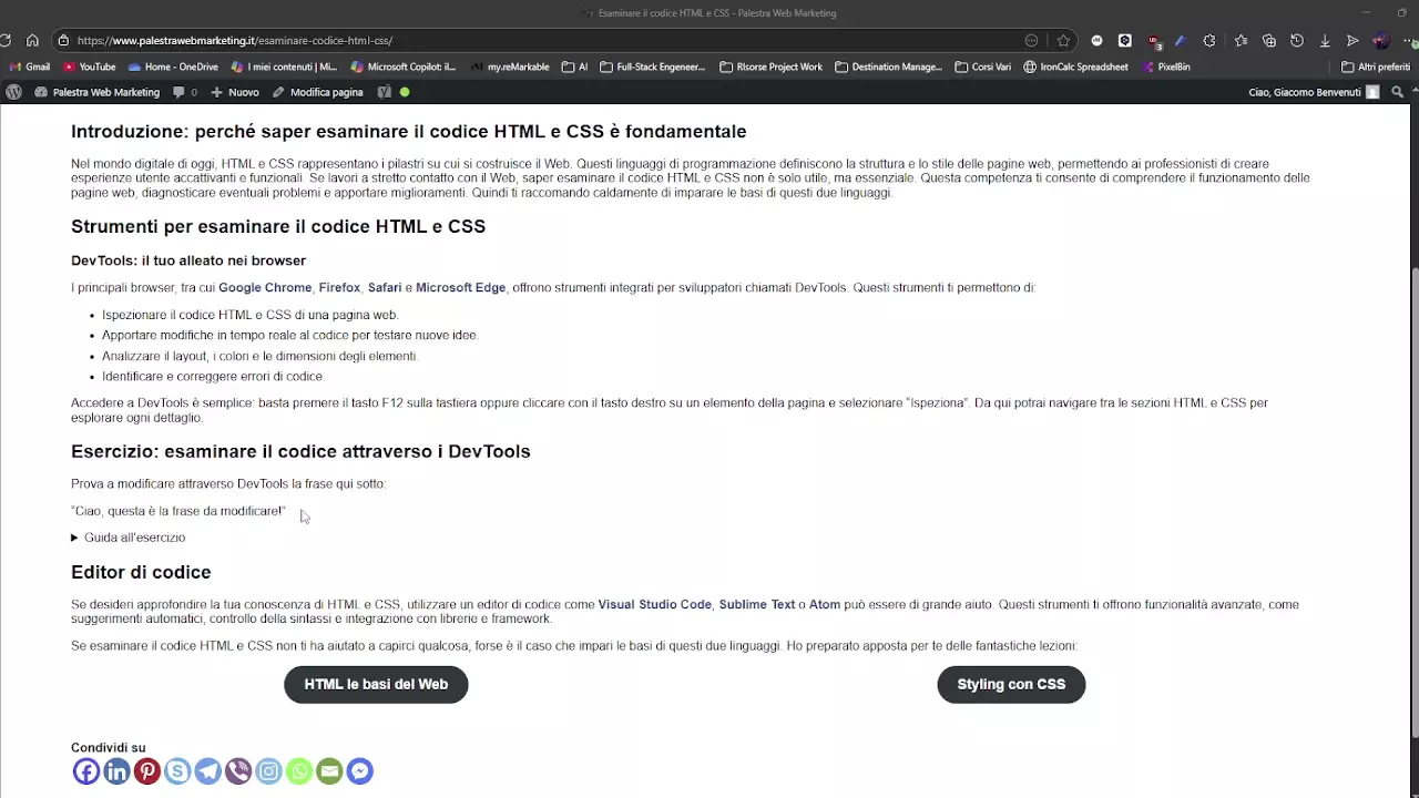 Immagine animata in cui viene mostrato come, oltra ad esaminare il codice, modificare il codice HTML di una pagina web in via temporanea grazie all'utilizzo di DevTools