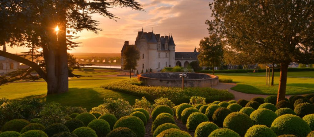 Imposing castle and its countryside in Loire valley