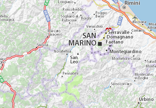 quanto è distante san leo da rimini e san marino