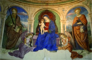 Questo è uno degli affreschi più caratteristici della basilica di S.Antimo